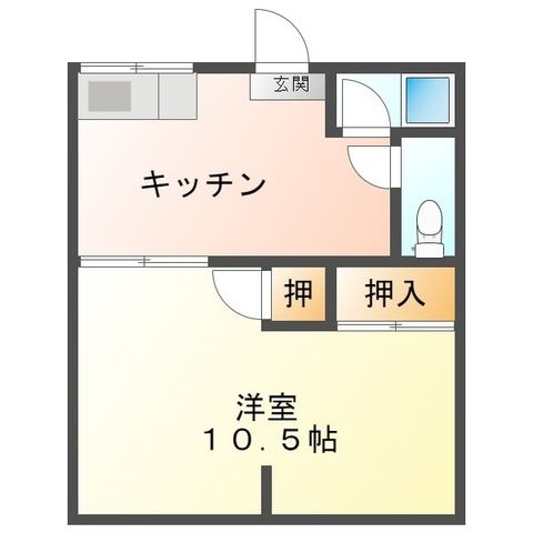 拡大写真:越智アパート 2階9の間取り