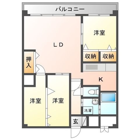 拡大写真:ベルレジョン 3階303の間取り