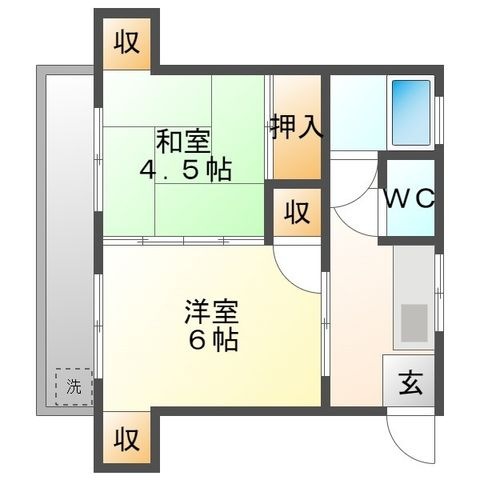 拡大写真:前田アパート・中町 2階202の間取り