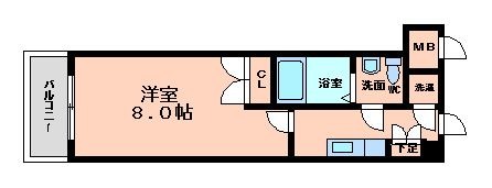 拡大写真：福岡市博多区博多駅南２丁目 5階508の間取り
