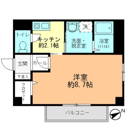 拡大写真:広島市中区東白島町 5階502の間取り