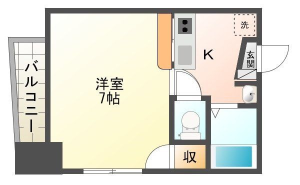 拡大写真：広島市中区大手町５丁目 5階503の間取り