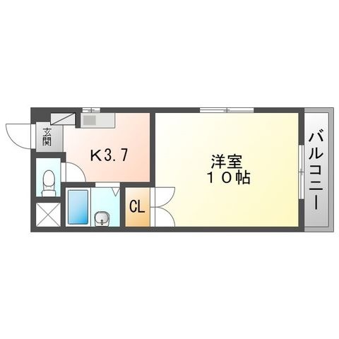 拡大写真:広島市安佐北区亀山5丁目 4階404の間取り