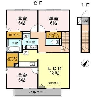 拡大写真:メルヴェーユ Ⅰ 2階202の間取り
