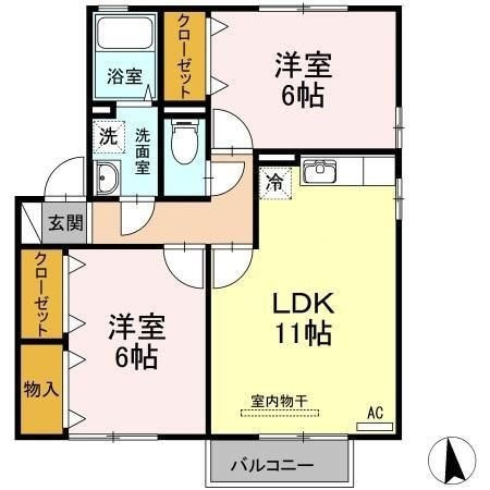拡大写真:広島市東区上温品4丁目 2階201の間取り