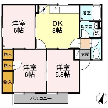 拡大写真:アビーロード D棟 2階201の間取り
