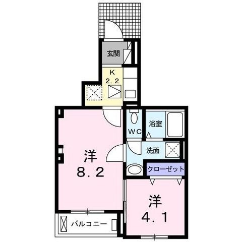拡大写真:スマイル西原 1階102の間取り