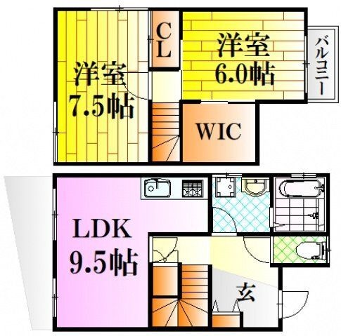 拡大写真:広島市東区牛田旭2丁目 2階102の間取り