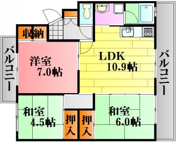 拡大写真:広島市安佐南区伴東2丁目 1階103の間取り