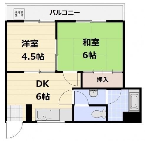 拡大写真:広島市中区大手町5丁目 2階203の間取り