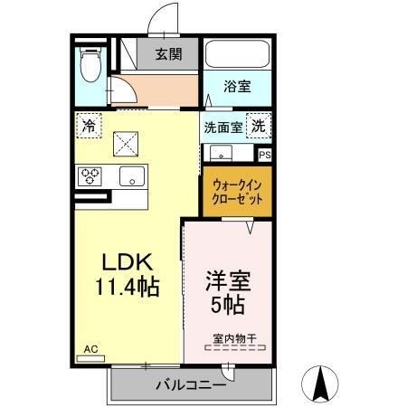 拡大写真:Clair楽々園 1階102の間取り