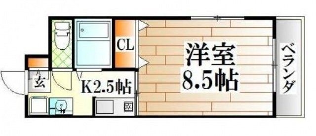 拡大写真:広島市西区南観音4丁目 4階401の間取り