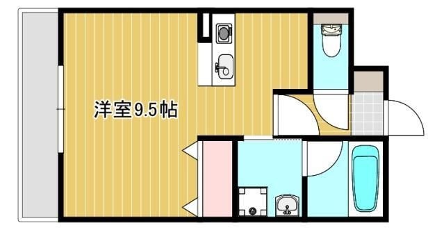 拡大写真:広島市西区打越町 2階208の間取り
