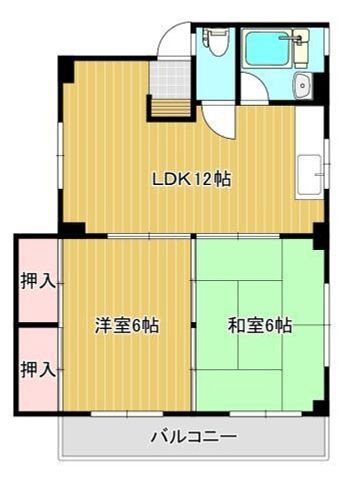 拡大写真:広島市中区河原町 4階401の間取り