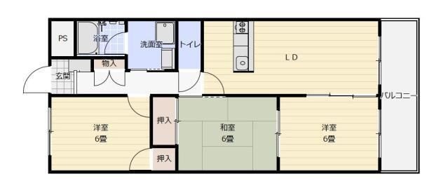 拡大写真:広島市東区牛田本町3丁目 4階402の間取り
