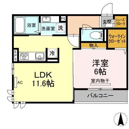 拡大写真:ブルーム宮の町 3階304の間取り