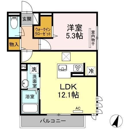 拡大写真：D-roomせのやⅡ 1階101の間取り