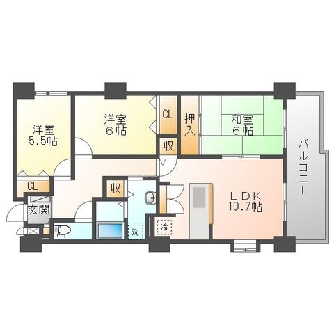 拡大写真:広島市安佐北区口田1丁目 12階1202の間取り