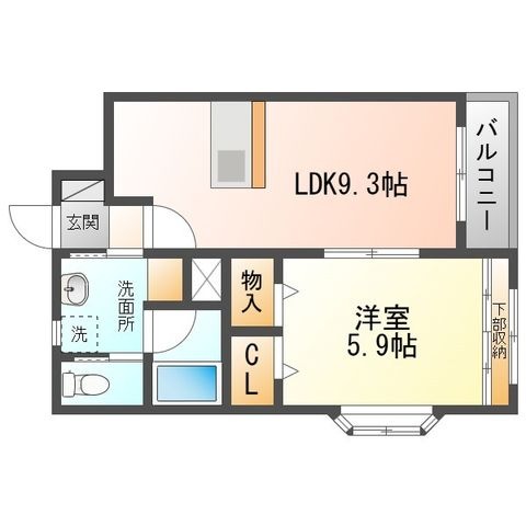拡大写真:広島市安佐北区三入5丁目 1階103の間取り