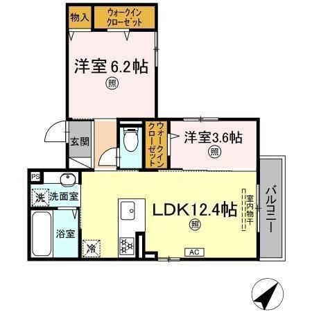 拡大写真:フィオーレ府中本町 3階301の間取り