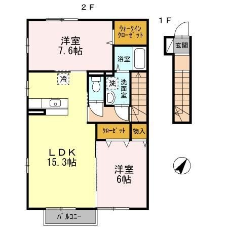 拡大写真:広島市安芸区矢野西4丁目 2階202の間取り