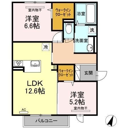 拡大写真:安芸郡海田町国信1丁目 2階202の間取り