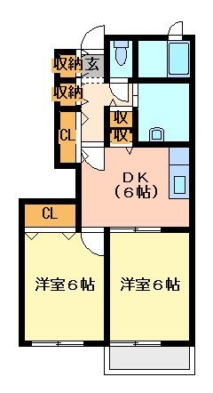 拡大写真：山陽小野田市大字東高泊 1階B102の間取り