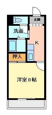 拡大写真：山陽小野田市くし山２丁目 2階203の間取り