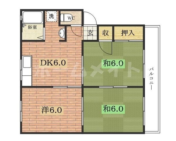 拡大写真:セジュール小柳Ⅰ 2階203の間取り