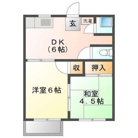 拡大写真:内田アパート 2階201の間取り