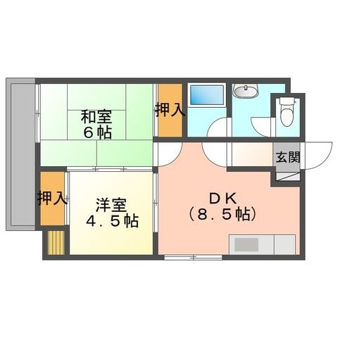拡大写真:宇和島市堀端町 8階508の間取り