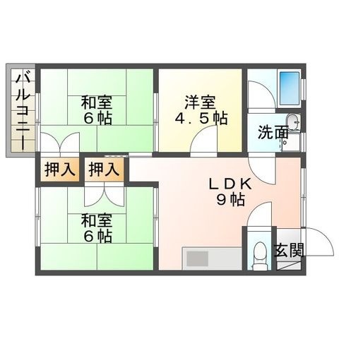拡大写真:宇和島市泉町2丁目 2階202の間取り