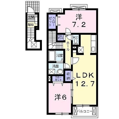 拡大写真：宇和島市丸穂町１丁目 2階202の間取り