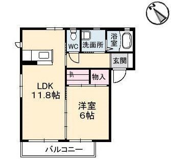 拡大写真:宇和島市中沢町1丁目 1階B101の間取り