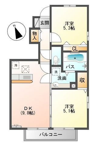 拡大写真：都城市下川東２丁目 1階101の間取り