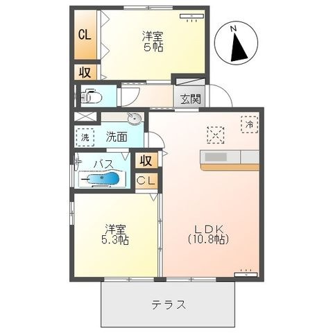 拡大写真：北諸県郡三股町大字樺山 1階102の間取り