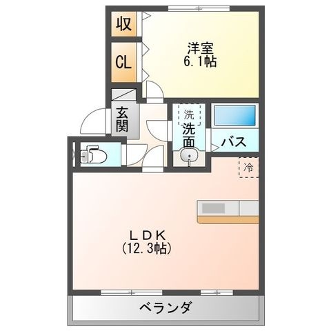 拡大写真:都城市上東町 2階108の間取り