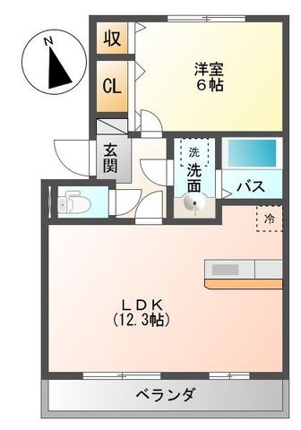 拡大写真:都城市上東町 2階206の間取り