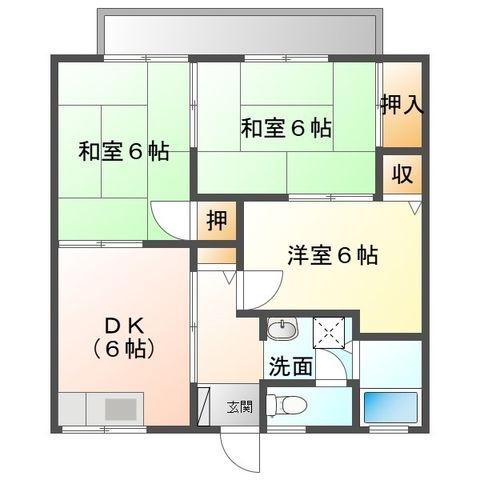 拡大写真:コーポ沢田Ⅱ 2階201の間取り
