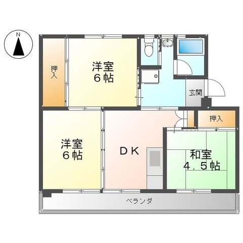 拡大写真:ビレッジハウス桑折1号棟 4階0404の間取り