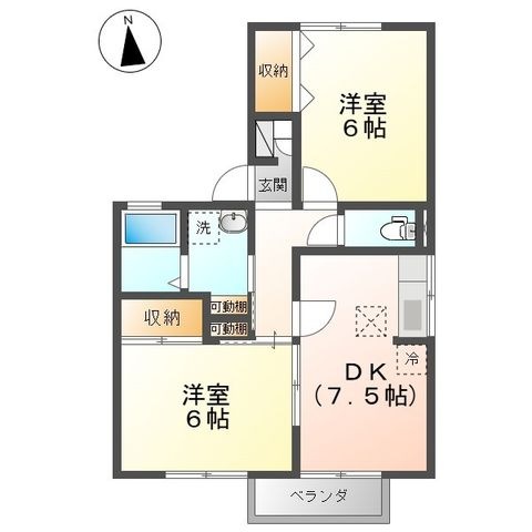 拡大写真:おやまワタナベハイツ 1階103の間取り
