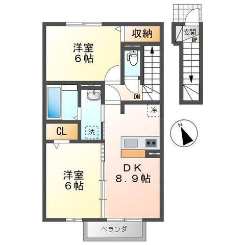 拡大写真:アベリア358 2階202の間取り
