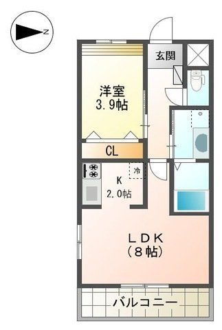 拡大写真:諫早市栗面町 2階205の間取り