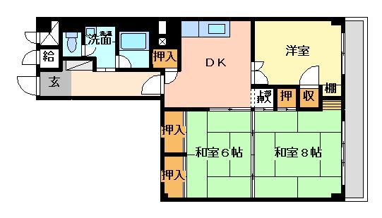 拡大写真：芦屋打出レックスマンション 1階108の間取り