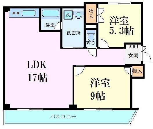 拡大写真：芦屋打出レックスマンション 2階206の間取り