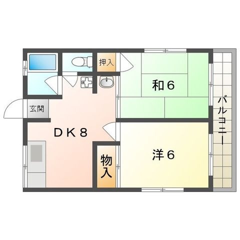 拡大写真:シティハイム東が丘 2階201の間取り