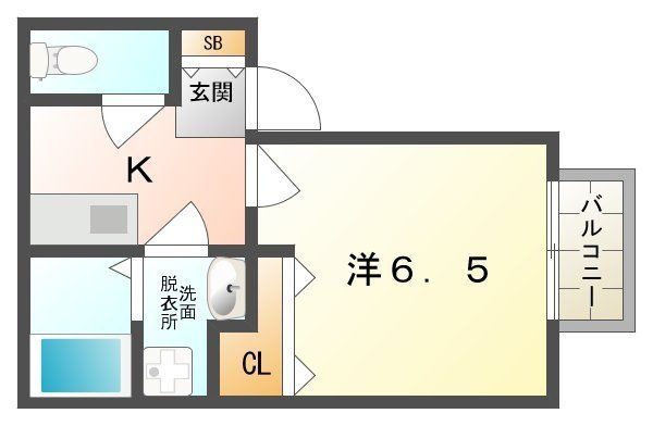 拡大写真:パセオ御堂町 2階201の間取り