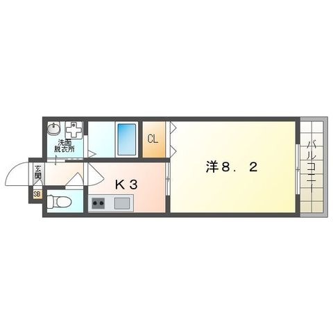 拡大写真:アンプルールクラージュ アミティエ 2階202の間取り