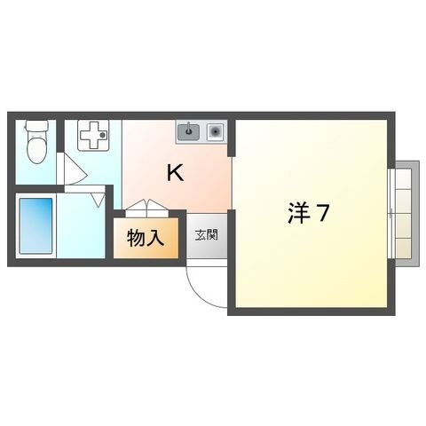 拡大写真：Ｋ・メゾンドール辻 1階103の間取り