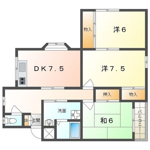 拡大写真:ハイツ北口 3階301の間取り